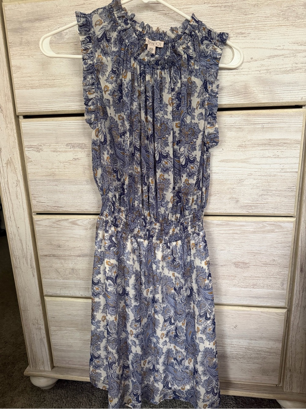 Blue Paisley Sleeveless Summer Dress by Eliane Rose
